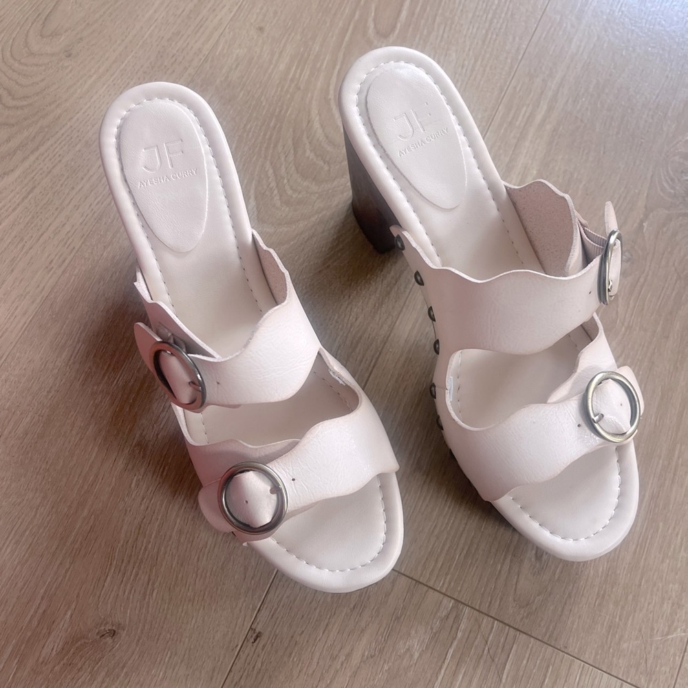 JustFab Billie Studded Platform Sandal Cream and Brown Size 8.5 Boho Lagenlook - Picture 2 of 7